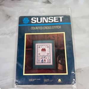 Sunset Counted Cross Stitch Kit Home Sweet Home Sampler Needlework Crafting